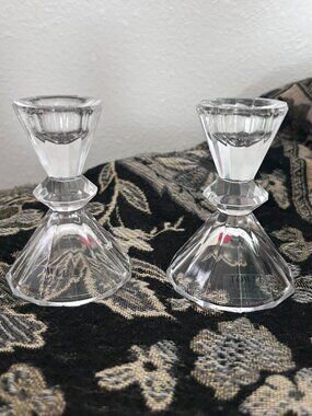 Vintage Towle Clear Full Lead Crystal Candlestick Holders Austria Set of 2